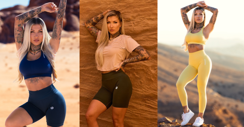 Deynn w sportowych topach i koszulce Gym Glamour