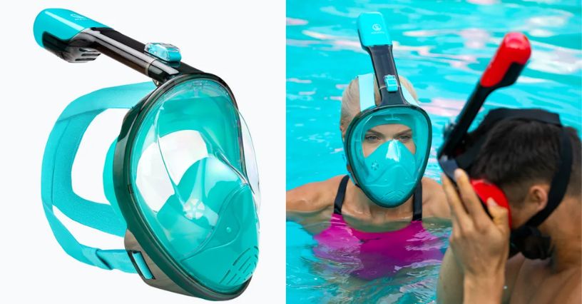 Kobieta i mężczyzna w masce pełnotwarzowej AQUASTIC SMA-01SN