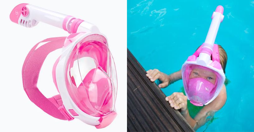 Dziewczynka w masce dziecięcej do snorkelingu AQUASTIC SMK-01R