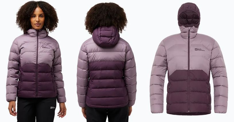 Kobieta w kurtce puchowej damskiej  Jack Wolfskin Ather Down Hoody