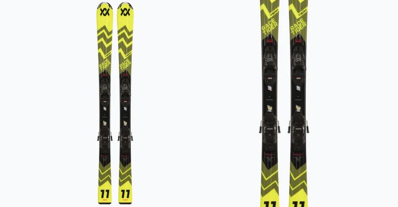 Narty zjazdowe dziecięce Völkl Racetiger Jr Yellow + wiązania 4.5 VMotion Jr 100-120 cm