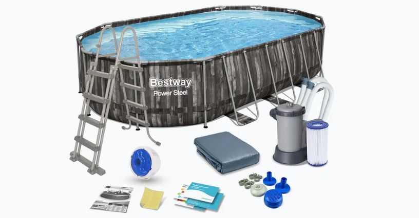 Basen stelażowy Bestway Power Steel Oval Pool Set 610 x 366 cm