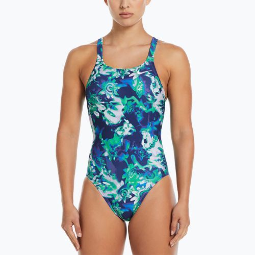 Strój pływacki jednoczęściowy damski Nike Hydrastrong Multi Print Fastback midnight navy