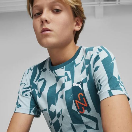 Koszulka piłkarska dziecięca PUMA Neymar Jr Creativity Logo Tee ocean tropic/turquoise surf