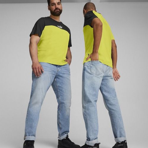 Koszulka męska PUMA ESS+ Block Tee puma black/lime sheen