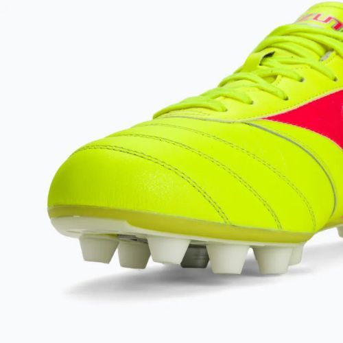 Buty piłkarskie męskie Mizuno Morelia II Elite MD safety yellow/fiery coral 2/galaxy silver