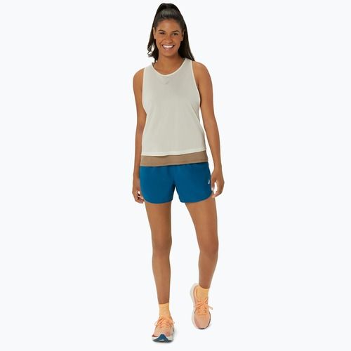 Koszulka do biegania 2w1 damska ASICS Nagino Run Tank oatmeal/pepper