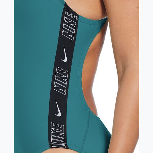 Strój pływacki jednoczęściowy damski Nike Logo Tape Fastback dusty cactus