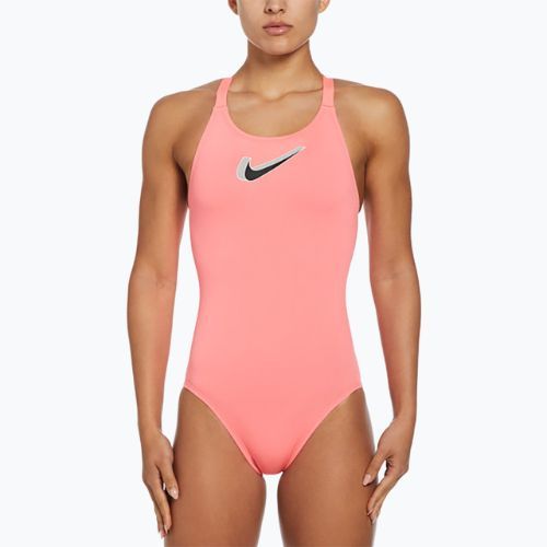 Strój pływacki jednoczęściowy damski Nike Hydrastrong 3D Swoosh Fastback hot punch