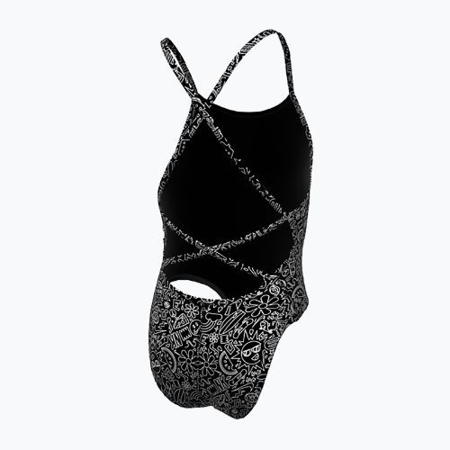 Strój pływacki jednoczęściowy dziecięcy Nike Hydrastrong Charms Multi Print Lace Up Back black