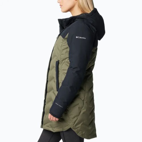 Płaszcz puchowy damski Columbia Mountain Croo III Mid Down stone green/black