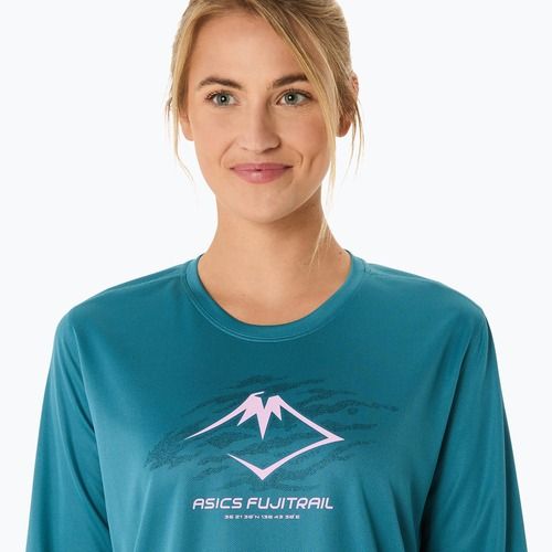 Longsleeve do biegania damski ASICS Fujitrail Logo atlantis blue