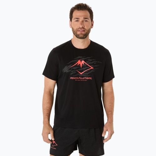 Koszulka do biegania męska ASICS Fujitrail Logo performance black/carbon/coral reef