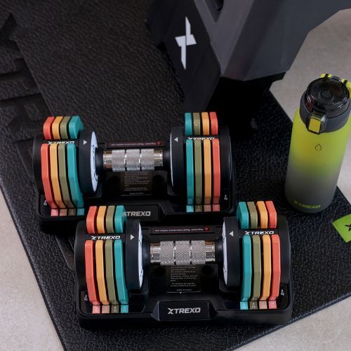 Zestaw hantli regulowanych XTREXO 2 x 10 kg multicolor