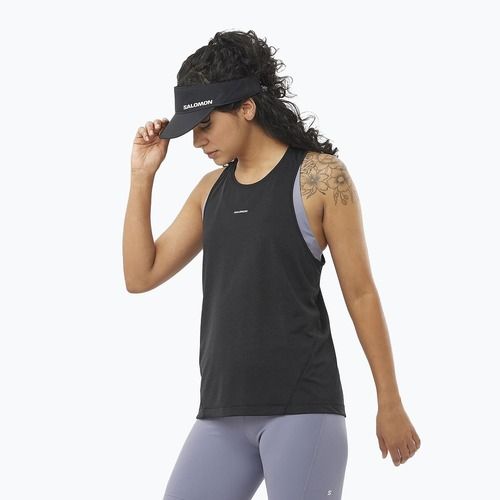 Koszulka do biegania damska Salomon SHAKEout Core Tank deep black