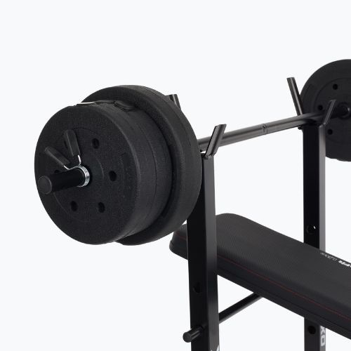 Ławka treningowa XTREXO BenchFit Lite ze stojakiem i sztangą czarny