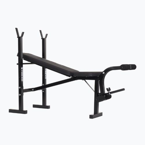 Ławka treningowa XTREXO BenchFit Lite ze stojakiem i sztangą czarny