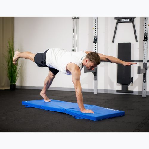 Materac gimnastyczny XTREXO składany 180 x 60 x 5 cm niebieski