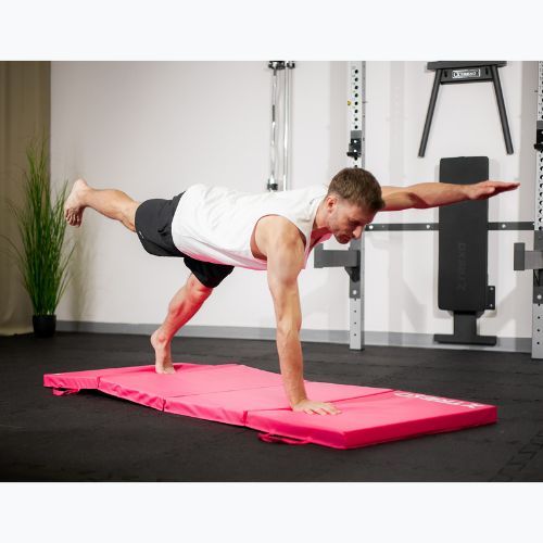 Materac gimnastyczny XTREXO składany 195 x 80 x 5 cm różowy
