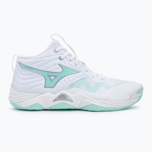 Buty do siatkówki damskie  Mizuno Wave Momentum Elite Mid white/blue tint