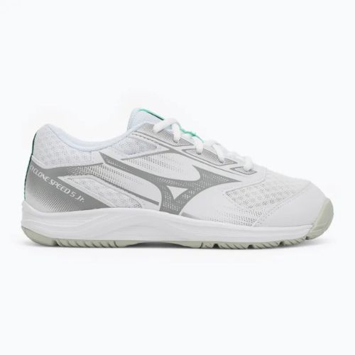Buty do siatkówki dziecięce Mizuno Cyclone Speed 5 white/black/frozen emerald