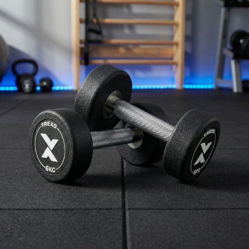Hantel żeliwny gumowany XTREXO Pro 6 kg czarny