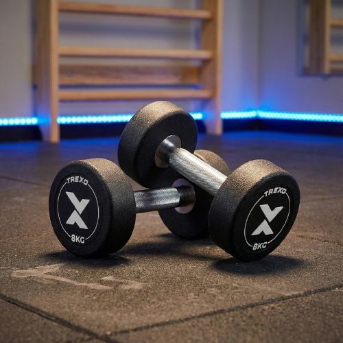 Hantel żeliwny gumowany XTREXO Pro 8 kg czarny