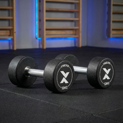 Hantel żeliwny gumowany XTREXO Pro 12 kg czarny