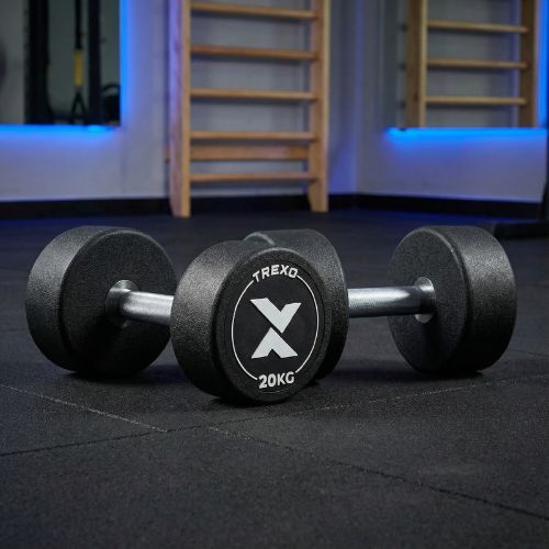 Hantel żeliwny gumowany XTREXO Pro 20 kg czarny