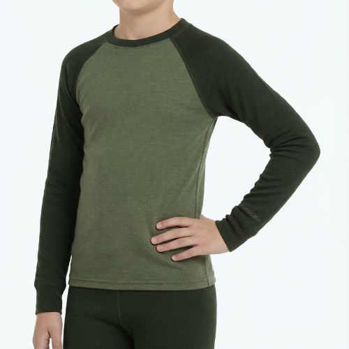 Komplet bielizny termoaktywnej dziecięcej WOOLCANO Merino SET0982 khaki