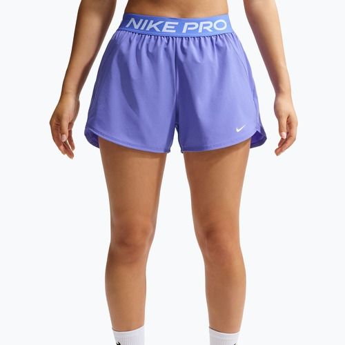 Spodenki treningowe damskie Nike Pro Dri-Fit Mid-Rise Brief-Lined 3" sapphire/white