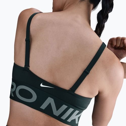 Biustonosz treningowy Nike Pro Indy Plunge seaweed/clay green/white