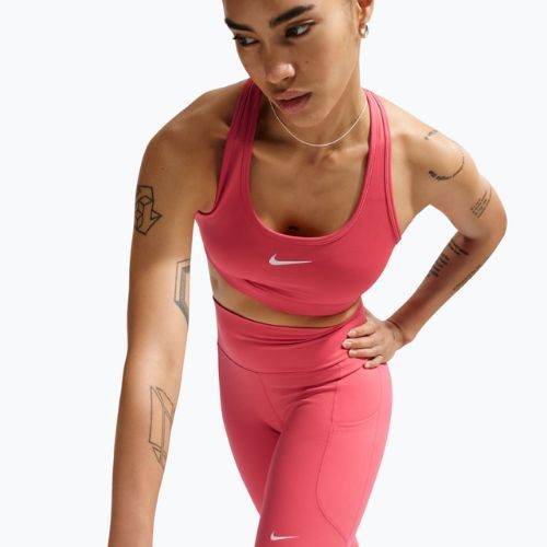 Biustonosz treningowy Nike Swoosh Medium Support sea coral/white