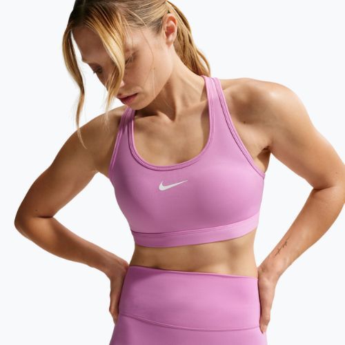 Biustonosz treningowy Nike Swoosh Medium Support light magenta/white