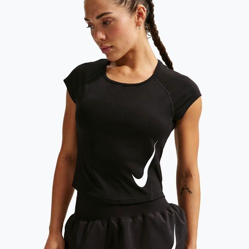 Koszulka do biegania damska Nike Swoosh Run Dri-Fit black/white/white