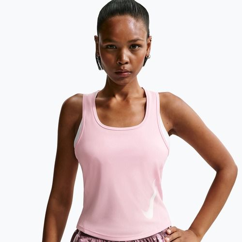Koszulka do biegania damska Nike Swoosh Run Dri-Fit pink foam/photon dust/white