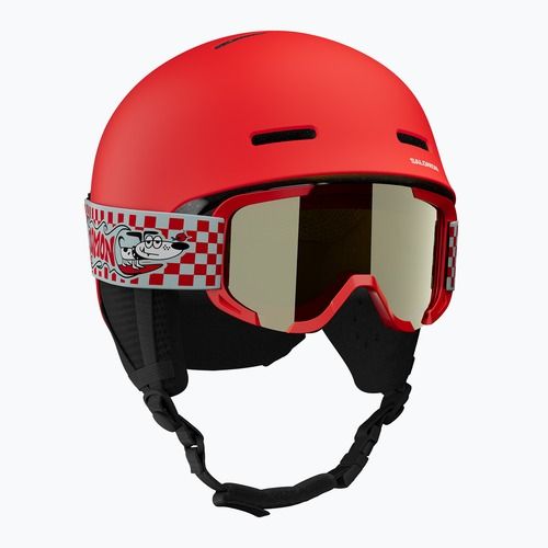 Kask narciarski dziecięcy Salomon Player Combo + Gogle XV Jr cherry tomato/red silver mirror