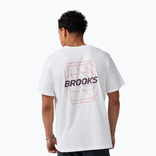 Koszulka do biegania męska Brooks Graphic white/burgundy blaze/cosmic