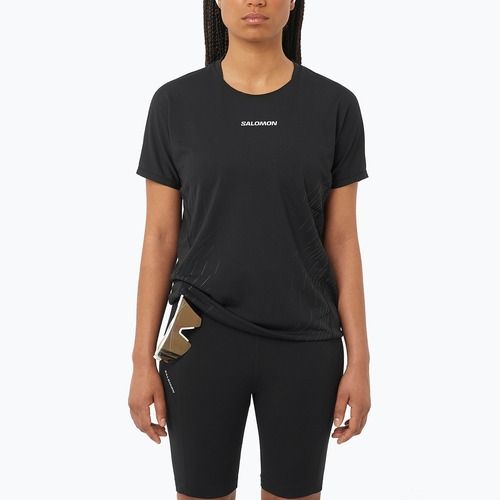 Koszulka do biegania damska Salomon Sense Aero SS Tee GFX deep black