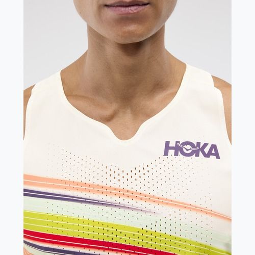 Koszulka do biegania męska HOKA Race Day Singlet alabaster flare