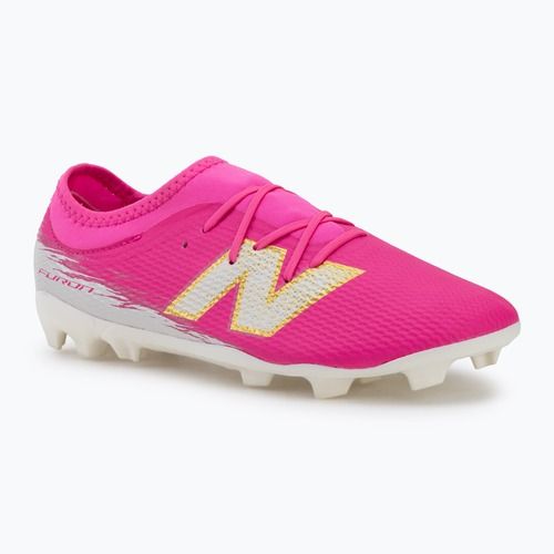 Buty piłkarskie dziecięce New Balance Furon Team V8 FG pink heat/sea salt/gold metallic