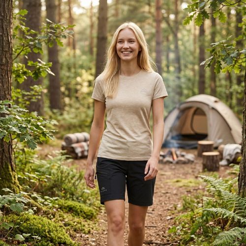 Koszulka trekkingowa damska KADVA Merivra merino beżowy
