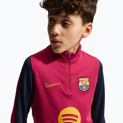 Bluza piłkarska dziecięca Nike FC Barcelona Strike Dri-Fit Soccer Knit Drill Top noble red/blackened blue/mineral yellow