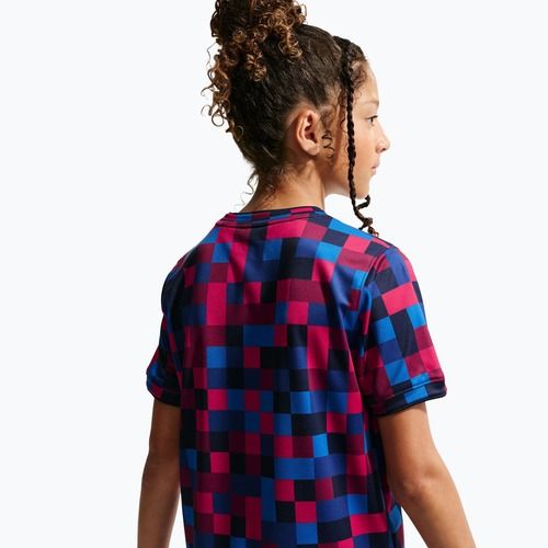 Koszulka piłkarska dziecięca Nike FC Barcelona Dri-Fit Pre-Match noble red/mineral yellow