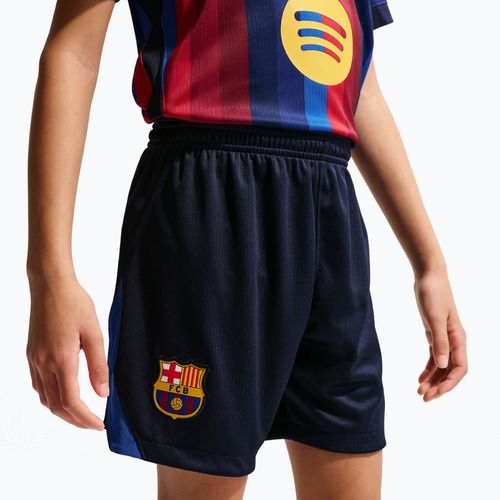 Spodenki piłkarskie dziecięce Nike FC Barcelona Dri-Fit Stadium Home blackened blue/mineral yellow