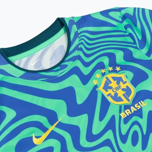 Koszulka piłkarska dziecięca Nike Brazil Pre-Match light menta/light photo blue/canary