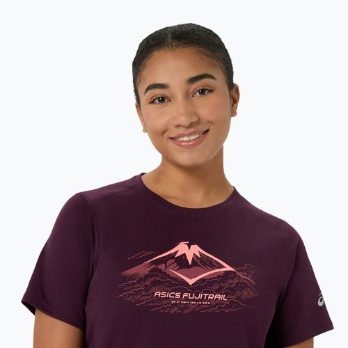 Koszulka do biegania damska Asics Fujitrail Logo Ss Top Dark Aubergine
