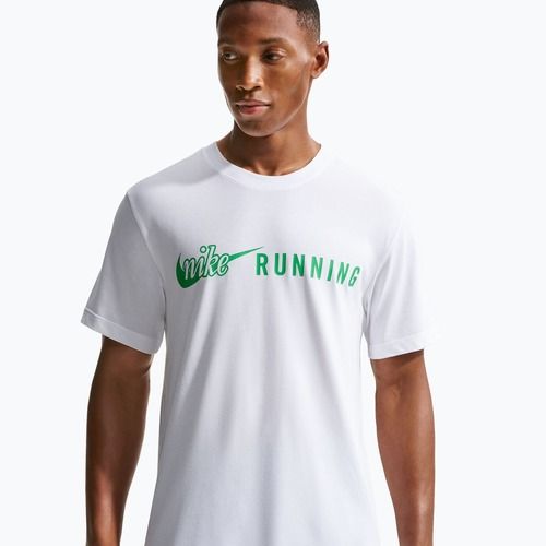 Koszulka do biegania męska Nike Dri-Fit Running T-Shirt white/green spark