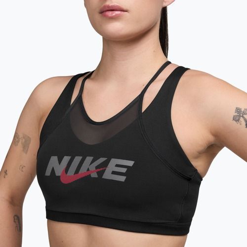 Biustonosz treningowy Nike One black/smoke grey/university red