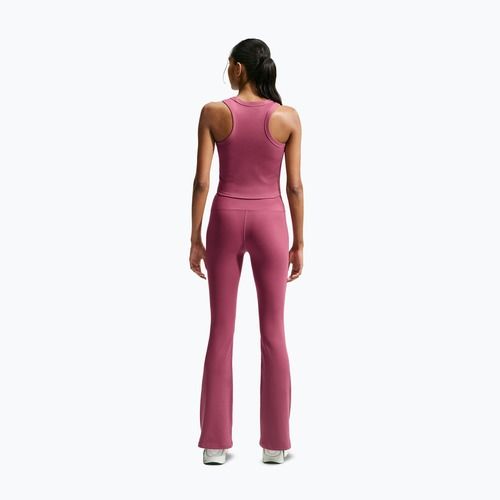 Legginsy damskie Nike One High Waisted Flared pink smoke/white